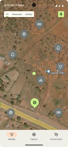 InfoRange resource map with satellite imagery and field markers